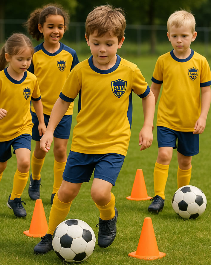 Bambini che si allenano a calcio